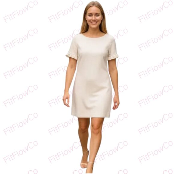 ⚡ Tommy Hilfiger Ivory Ruffle Sleeve Shift Dress Women’s 2 EUC - Picture 1 of 5